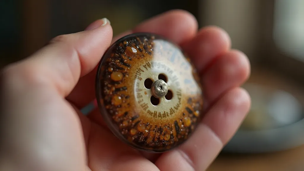 Antique glass button being held