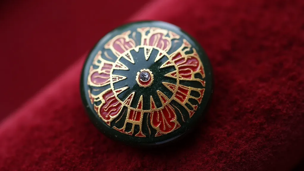 Art Deco button with stylized floral design