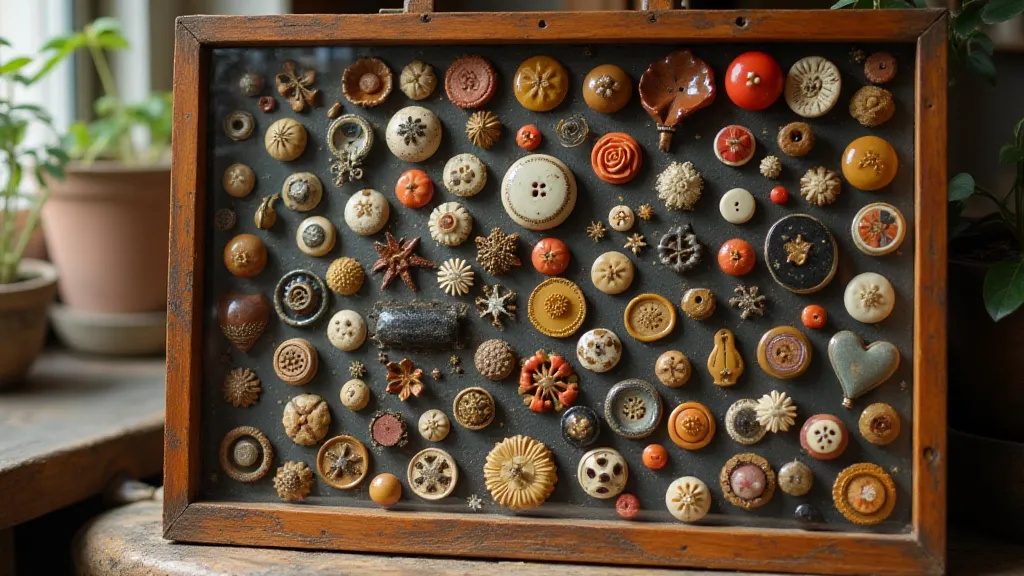 Antique button display case