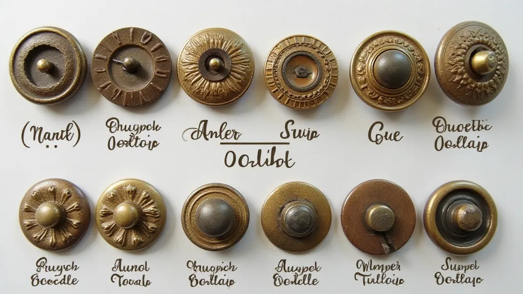 Collection of antique buttons with different manufacturer's hallmarks