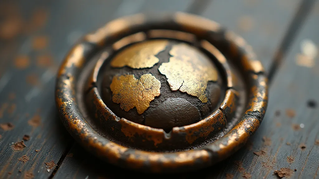 Metal button with worn gilding