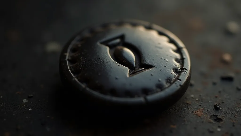 Black jet mourning button with urn engraving
