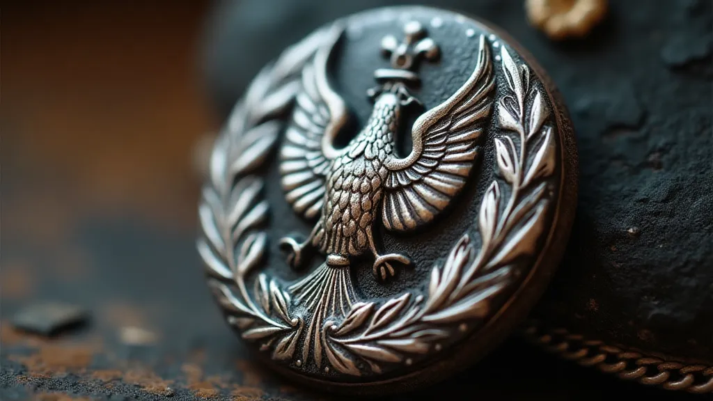 Silver military button with an eagle crest